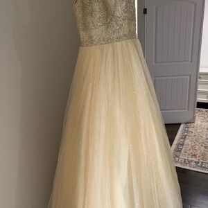 Ivory Beaded Tulle Ball Gown/ Prom Dress